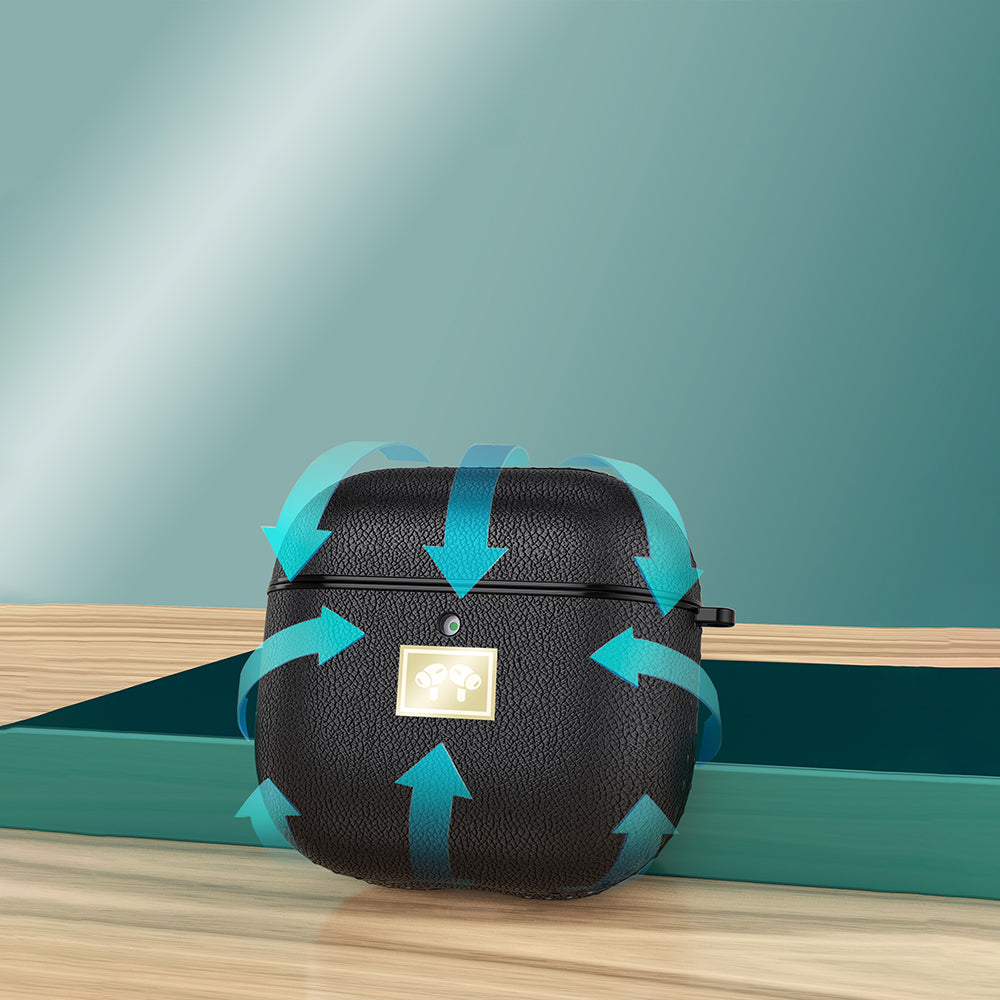 Apple Airpods 4 Kılıf Deri Görünümlü Askı Aparatlı Wlons Kılıf Siyah