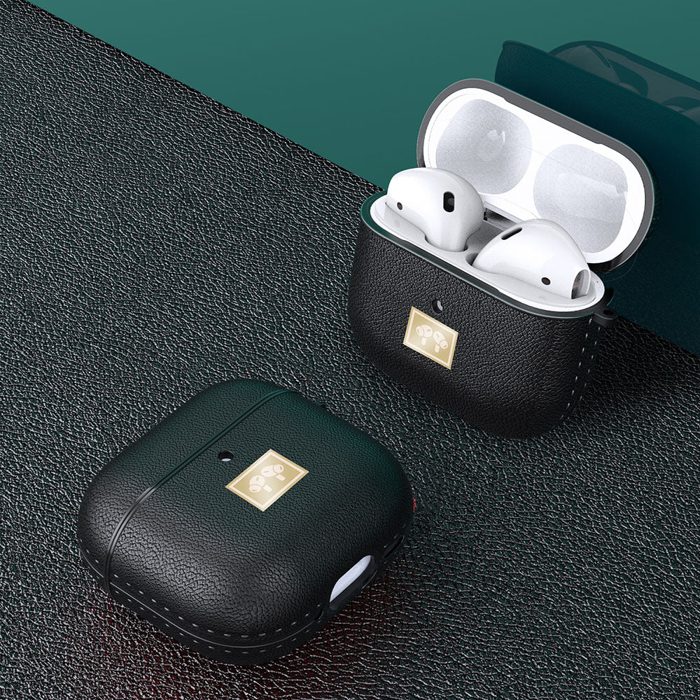 Apple Airpods 4 Kılıf Deri Görünümlü Askı Aparatlı Wlons Kılıf Koyu Yeşil