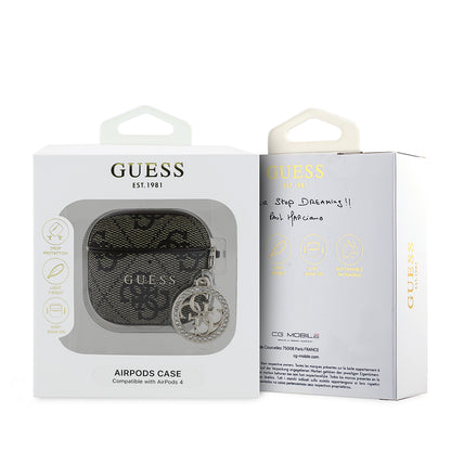 Apple Airpods 4 Kılıf Guess Orjinal Lisanslı 4G Desenli Taşlı 4G Süs Zincirli Kapak Pembe