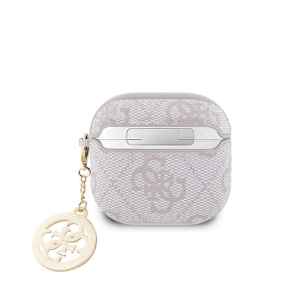 Apple Airpods 4 Kılıf Guess Orjinal Lisanslı 4G Desenli Taşlı 4G Süs Zincirli Kapak Siyah