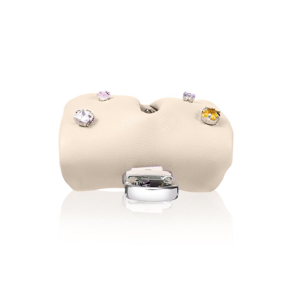 Apple Airpods 4 Kılıf PU Deri Çanta Tasarımlı Taşlı Pynana Sugar Cube Serisi Kapak Mor