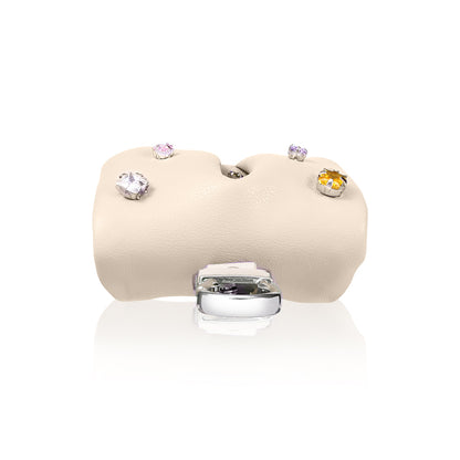 Apple Airpods 4 Kılıf PU Deri Çanta Tasarımlı Taşlı Pynana Sugar Cube Serisi Kapak Mor