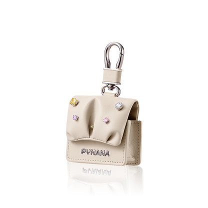 Apple Airpods 4 Kılıf PU Deri Çanta Tasarımlı Taşlı Pynana Sugar Cube Serisi Kapak Mor