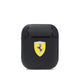 Apple Airpods Kılıf Ferrari Orjinal Lisanslı PU Deri Metal Logolu SF Arka Yüzey Yazılı Kapak Siyah