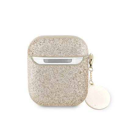 Apple Airpods Kılıf Guess Orjinal Lisanslı Glitter Elmas Kalp Süs Zincirli Kapak Siyah