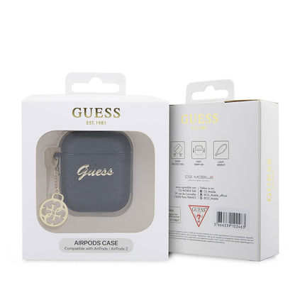 Apple Airpods Kılıf GUESS Glitter 4G Charm Kapak Siyah