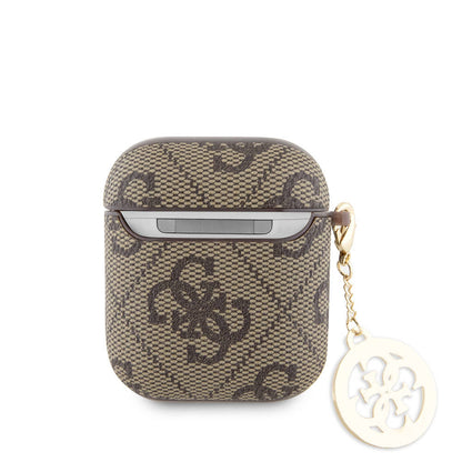 Apple Airpods Kılıf Guess Orjinal Lisanslı 4G Desenli Taşlı 4G Süs Zincirli Kapak Pembe