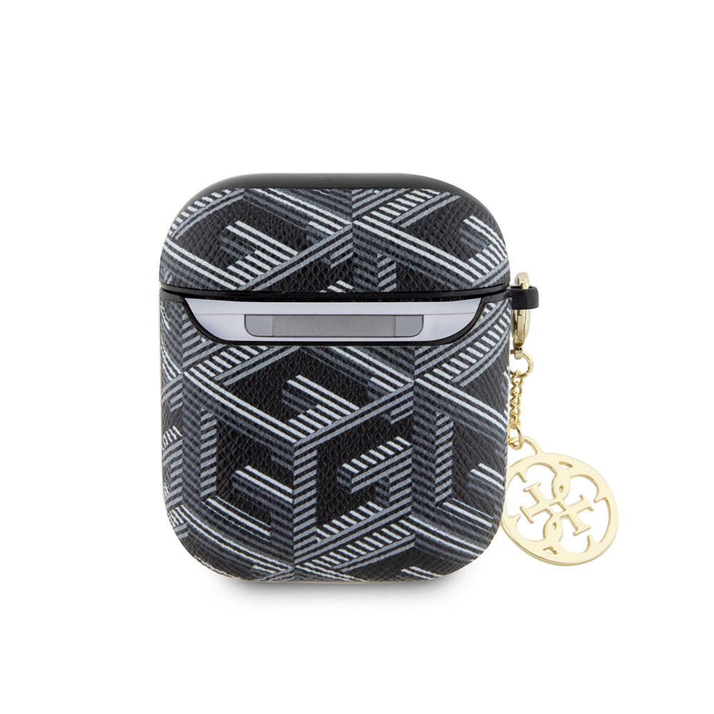 Apple Airpods Kılıf Guess Orjinal Lisanslı G Cube Desenli 4G Süs Zincirli Kapak Kahverengi