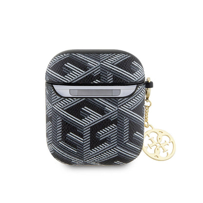 Apple Airpods Kılıf Guess Orjinal Lisanslı G Cube Desenli 4G Süs Zincirli Kapak Kahverengi