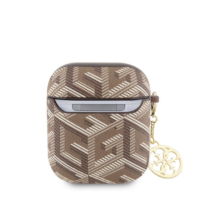 Apple Airpods Kılıf Guess Orjinal Lisanslı G Cube Desenli 4G Süs Zincirli Kapak Siyah