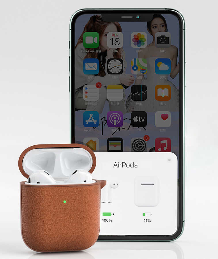Apple Airpods Kılıf Wiwu Calfskin Kılıf Siyah