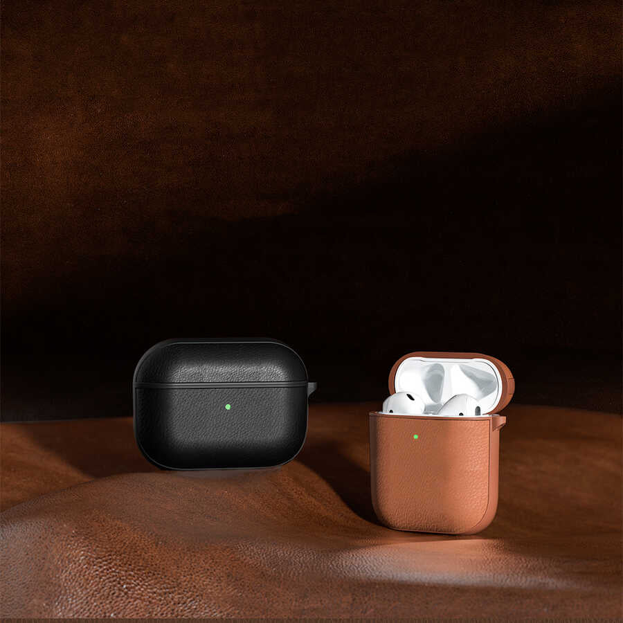 Apple Airpods Kılıf Wiwu Calfskin Kılıf Kahverengi