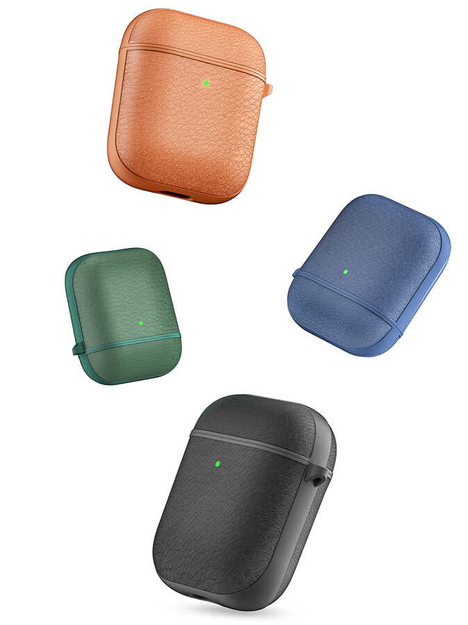 Apple Airpods Kılıf Wiwu Calfskin Kılıf Siyah