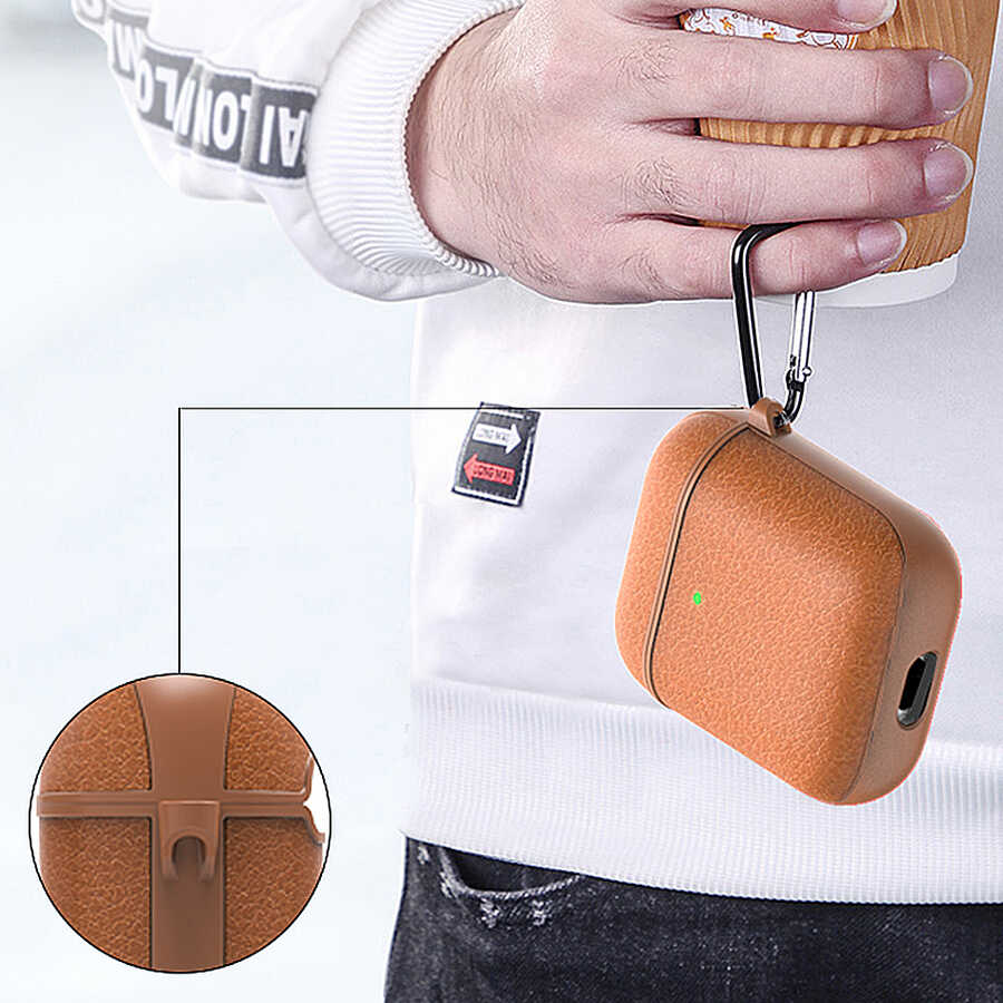 Apple Airpods Kılıf Wiwu Calfskin Kılıf Siyah