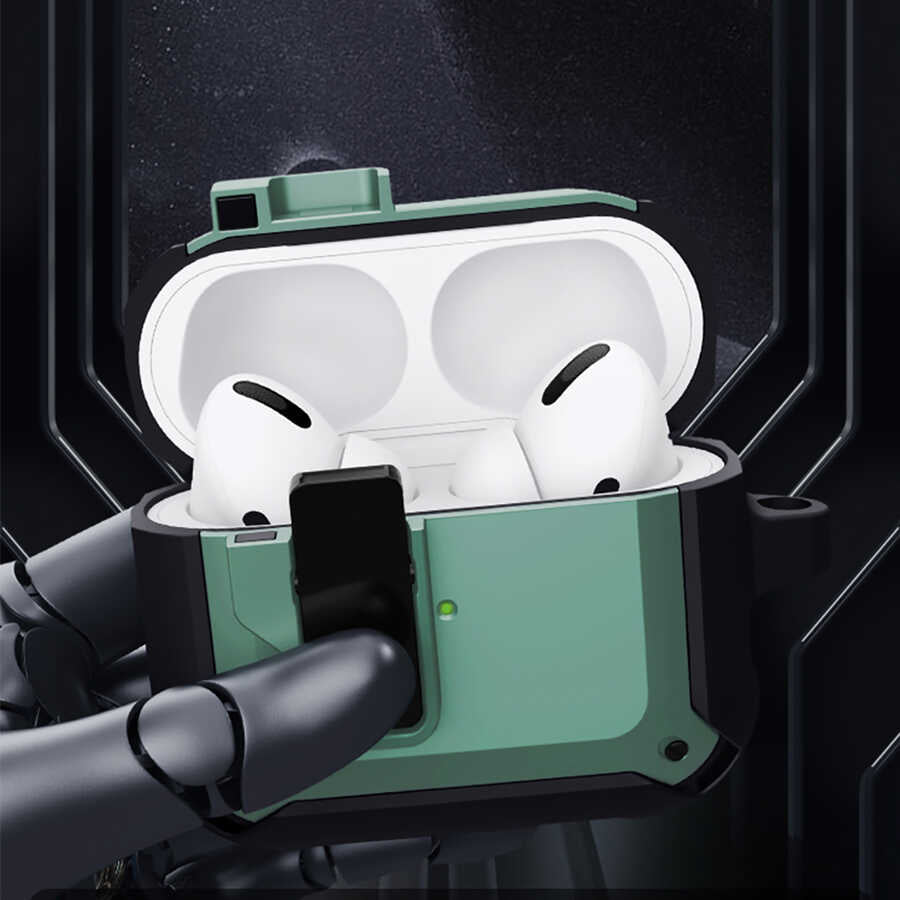 Apple Airpods Kılıf Wiwu Mecha Kılıf Siyah-Mavi