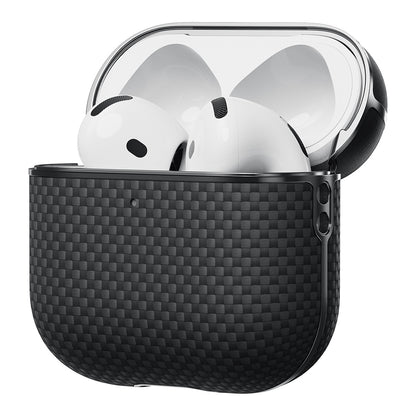 Apple Airpods Pro 2 Kılıf 1500D Aramid Fiber Pitaka Ultra-Slim Classic Serisi Black-Grey Twill Kapak Siyah-Gri