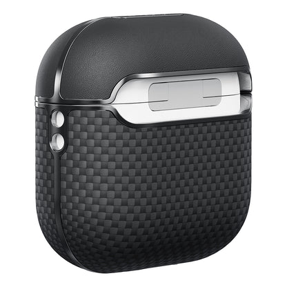 Apple Airpods Pro 2 Kılıf 1500D Aramid Fiber Pitaka Ultra-Slim Classic Serisi Black-Grey Twill Kapak Siyah-Gri