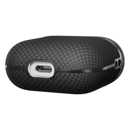 Apple Airpods Pro 2 Kılıf 1500D Aramid Fiber Pitaka Ultra-Slim Classic Serisi Black-Grey Twill Kapak Siyah-Gri