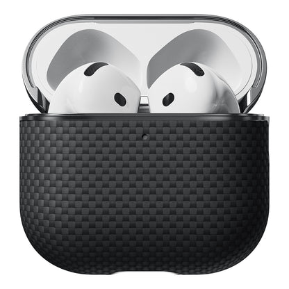 Apple Airpods Pro 2 Kılıf 1500D Aramid Fiber Pitaka Ultra-Slim Classic Serisi Black-Grey Twill Kapak Siyah-Gri