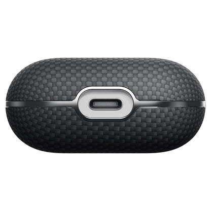 Apple Airpods Pro 2 Kılıf 1500D Aramid Fiber Pitaka Ultra-Slim Classic Serisi Black-Grey Twill Kapak Siyah-Gri