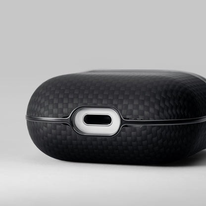 Apple Airpods Pro 2 Kılıf 1500D Aramid Fiber Pitaka Ultra-Slim Classic Serisi Black-Grey Twill Kapak Siyah-Gri