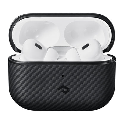 Apple Airpods Pro 2 Kılıf 600D Aramid Fiber Pitaka Classic Serisi Black-Grey Twill Kılıf Siyah-Gri