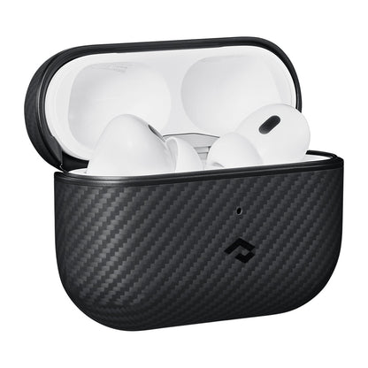 Apple Airpods Pro 2 Kılıf 600D Aramid Fiber Pitaka Classic Serisi Black-Grey Twill Kılıf Siyah-Gri