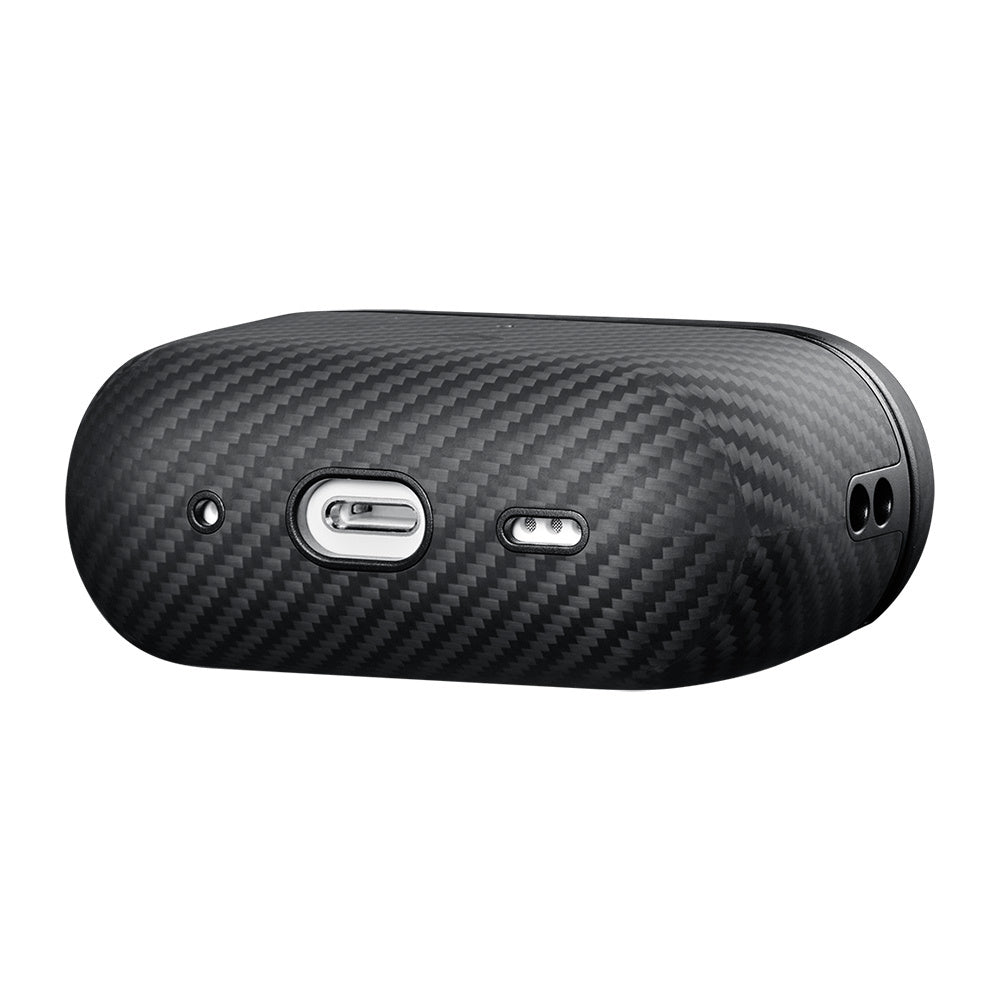 Apple Airpods Pro 2 Kılıf 600D Aramid Fiber Pitaka Classic Serisi Black-Grey Twill Kılıf Siyah-Gri