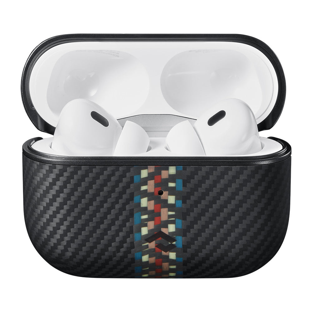Apple Airpods Pro 2 Kılıf 600D Aramid Fiber Pitaka Orchestra Serisi Rhapsody Kılıf Siyah-Mavi