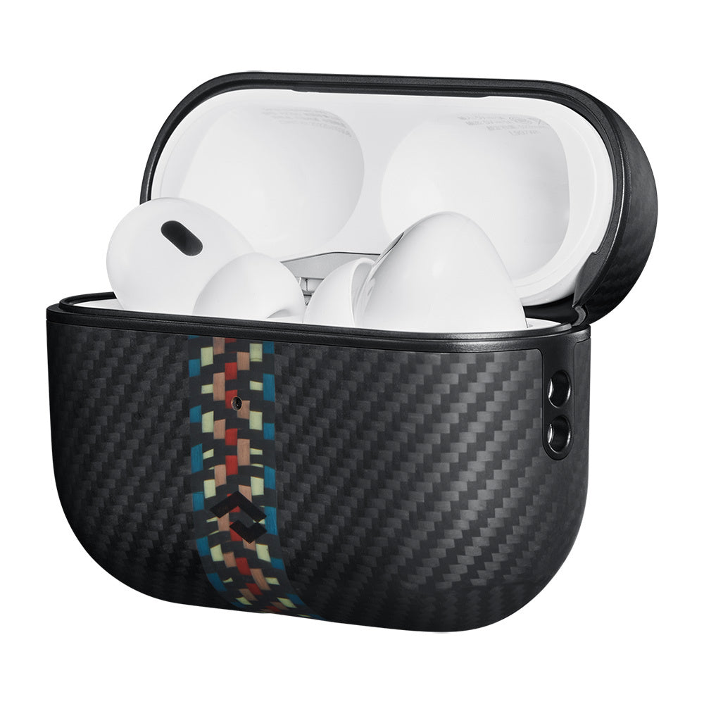 Apple Airpods Pro 2 Kılıf 600D Aramid Fiber Pitaka Orchestra Serisi Rhapsody Kılıf Siyah-Mavi