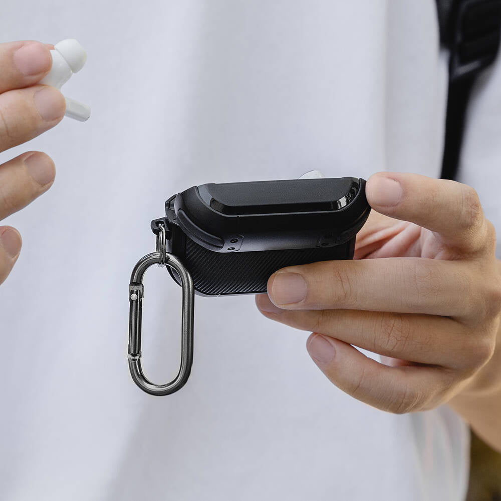 Apple Airpods Pro 2 Kılıf Airbag Korumalı Ultra Sağlam Lisanslı Switcheasy Defender Kapak Siyah