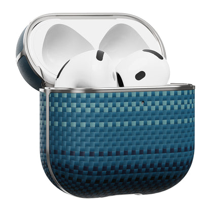 Apple Airpods Pro 2 Kılıf Aramid Fiber Pitaka Tactile Woven Sunset-Moonrise Serisi Kapak Mavi