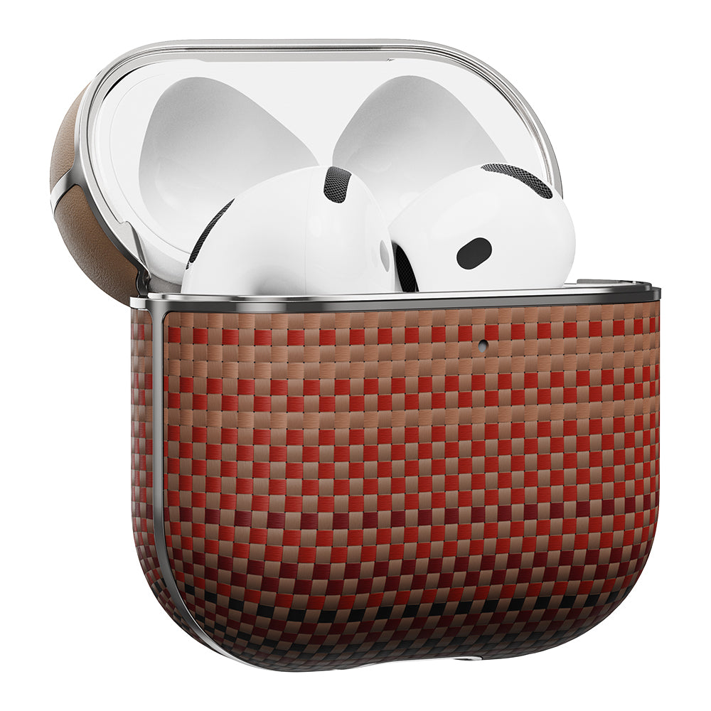 Apple Airpods Pro 2 Kılıf Aramid Fiber Pitaka Tactile Woven Sunset-Moonrise Serisi Kapak Kahverengi