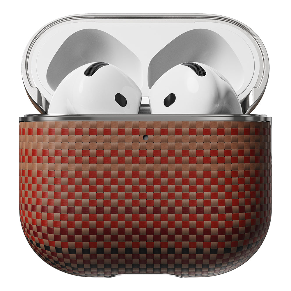 Apple Airpods Pro 2 Kılıf Aramid Fiber Pitaka Tactile Woven Sunset-Moonrise Serisi Kapak Kahverengi