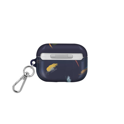 Apple Airpods Pro Kılıf Fırça Boya Desenli Coehl Reverie Kapak Mavi