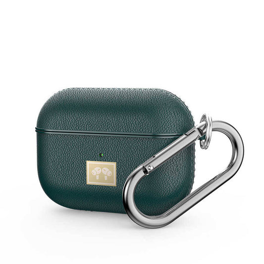 Apple Airpods Pro 2 Kılıf Deri Görünümlü Askı Aparatlı Wlons Kılıf Koyu Yeşil