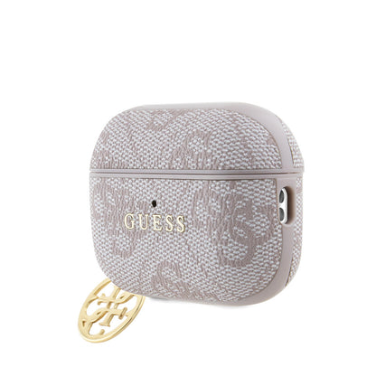 Apple Airpods Pro 2 Kılıf Guess Orjinal Lisanslı 4G Desenli Metal Klasik Logolu 4G Charm PU Deri Kılıf Mavi