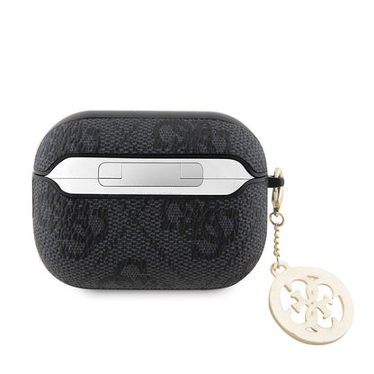 Apple Airpods Pro 2 Kılıf Guess Orjinal Lisanslı 4G Desenli Taşlı 4G Süs Zincirli Kapak Kahverengi