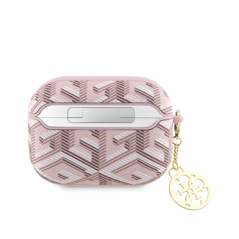 Apple Airpods Pro 2 Kılıf Guess Orjinal Lisanslı G Cube Desenli 4G Süs Zincirli Kapak Pembe