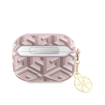 Apple Airpods Pro 2 Kılıf Guess Orjinal Lisanslı G Cube Desenli 4G Süs Zincirli Kapak Pembe