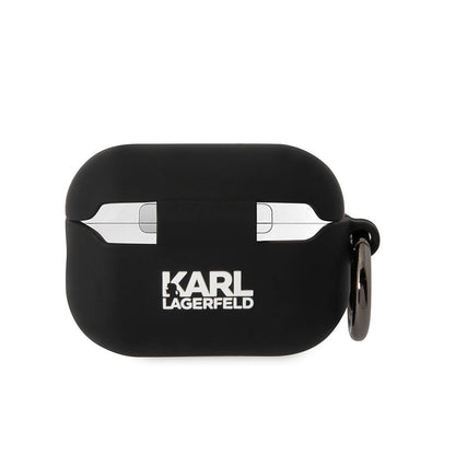 Apple Airpods Pro 2 Kılıf Karl Lagerfeld Orjinal Lisanslı Karl & Choupette 3D Silikon Kapak Siyah