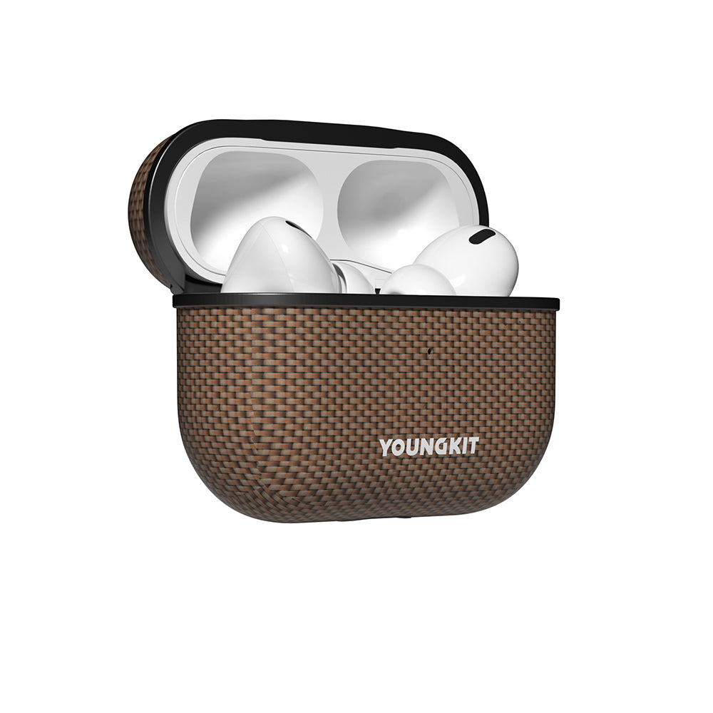 Apple Airpods Pro 2 Kılıf M-safe Şarj Özellikli Aramid Fiber Youngkit 1500D Kevlar Extreme Wing Serisi Kapak Gold