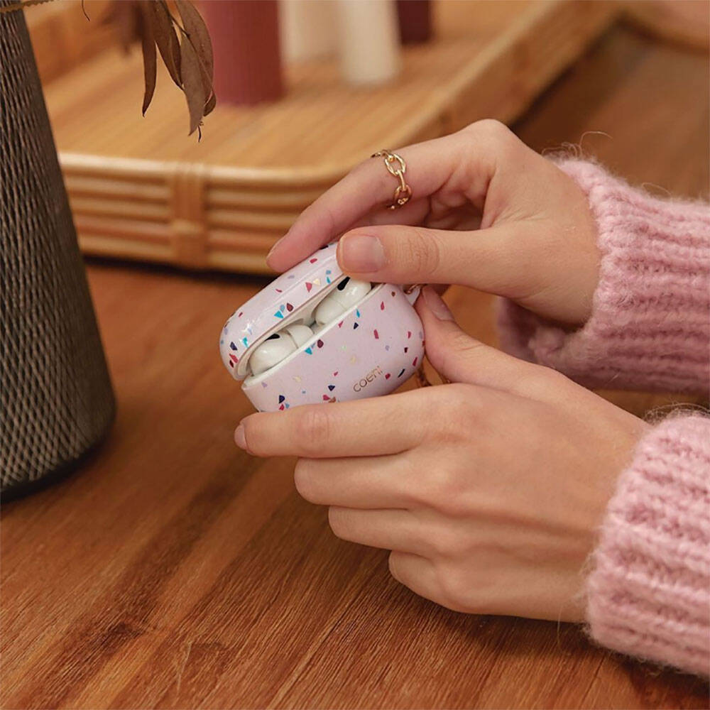 Apple Airpods Pro 2 Kılıf Mozaik Desenli Coehl Terrazzo Kapak Gri