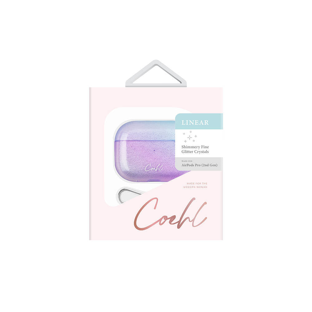 Apple Airpods Pro 2 Kılıf Parlayan Arka Yüzey Coehl Linear Kapak Mor