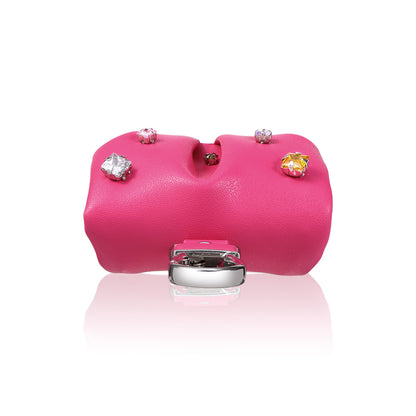 Apple Airpods Pro 2 Kılıf PU Deri Çanta Tasarımlı Taşlı Pynana Sugar Cube Serisi Kapak Bej