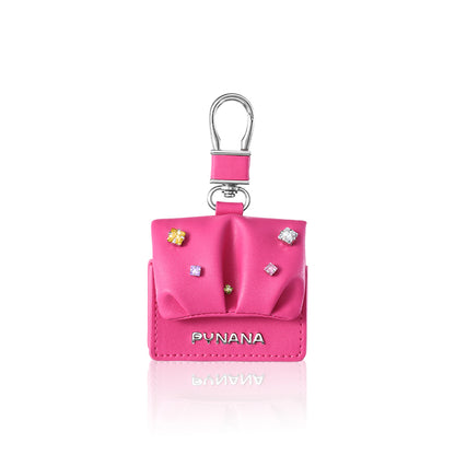 Apple Airpods Pro 2 Kılıf PU Deri Çanta Tasarımlı Taşlı Pynana Sugar Cube Serisi Kapak Bej