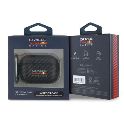 Apple Airpods Pro 2 Kılıf Redbull Orjinal Lisanslı PU Karbon Fiber Tasarımlı Askı Aparatlı Kapak Siyah