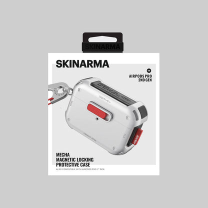 Apple AirPods Pro 2 Kılıf SkinArma Magnetik Kilitli Airbagli Tasarım Mecha Kılıf Gümüş