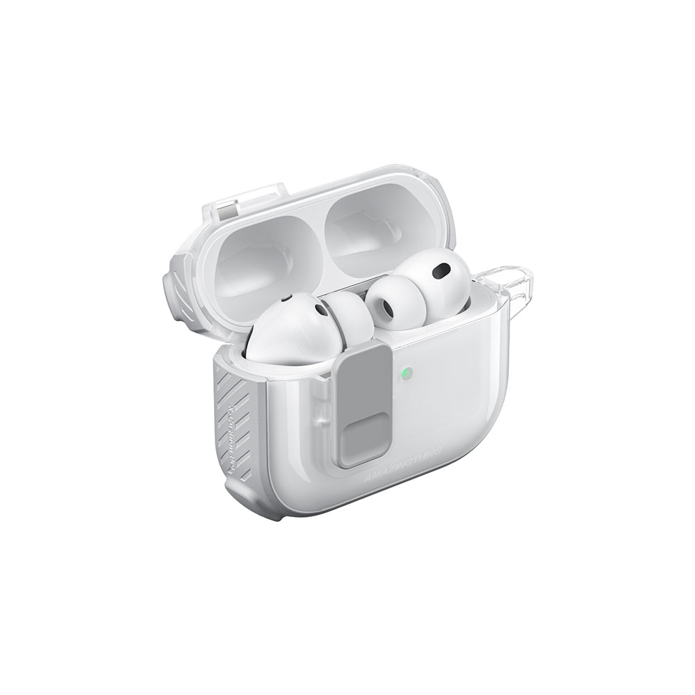 Apple Airpods Pro 3 Amazingthing Kilit Tasarımlı Airbagli Titan Pro Serisi Kapak Beyaz