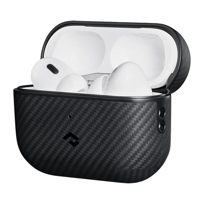 Apple Airpods Pro Kılıf 600D Aramid Fiber Pitaka Classic Serisi Black-Grey Twill Kılıf Siyah-Gri